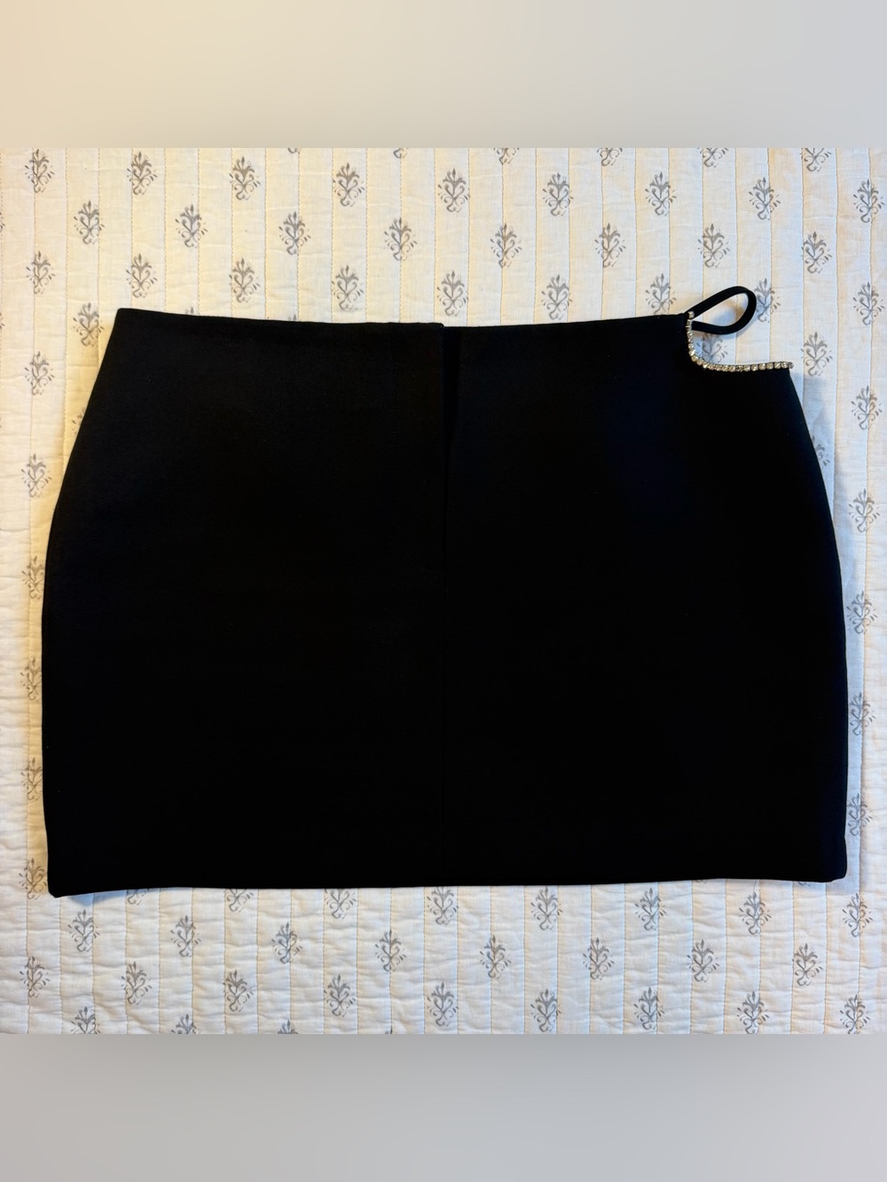 Zara Black Mini Skirt with Rhinestone Loop Accent